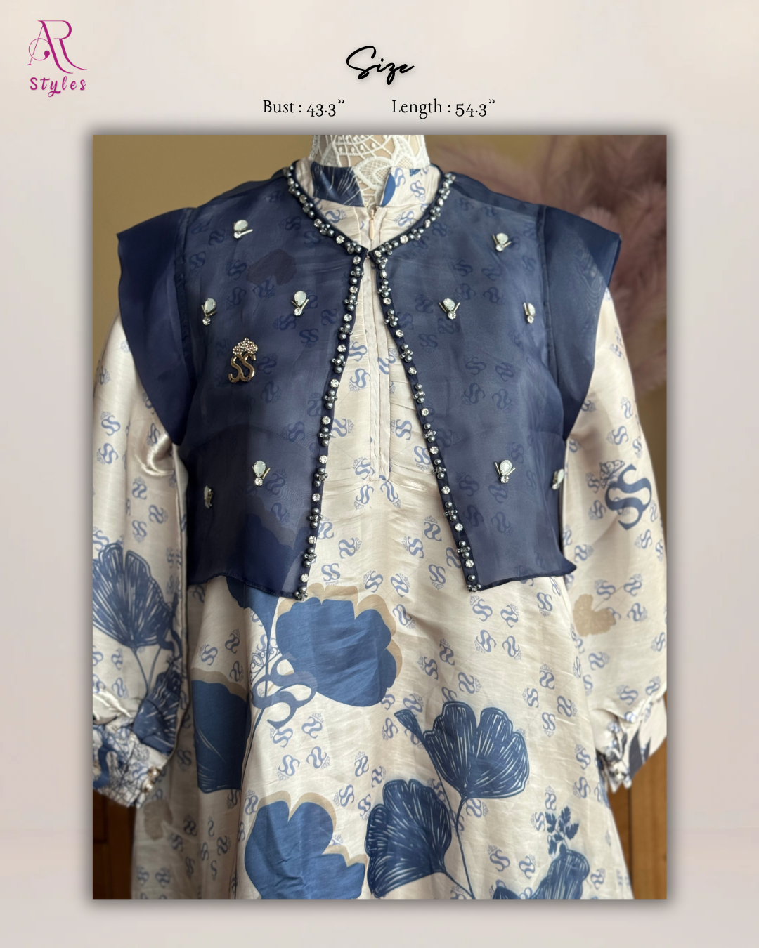 Turkish Style Blue Floral Dress