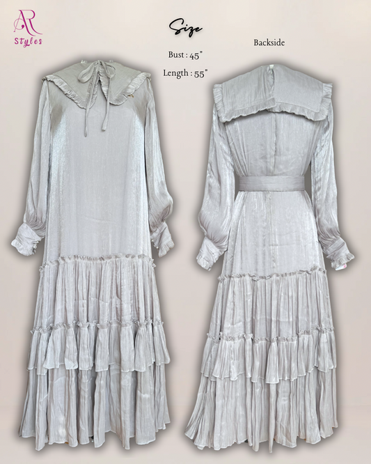 Shimmered Belted Ruffle Dress