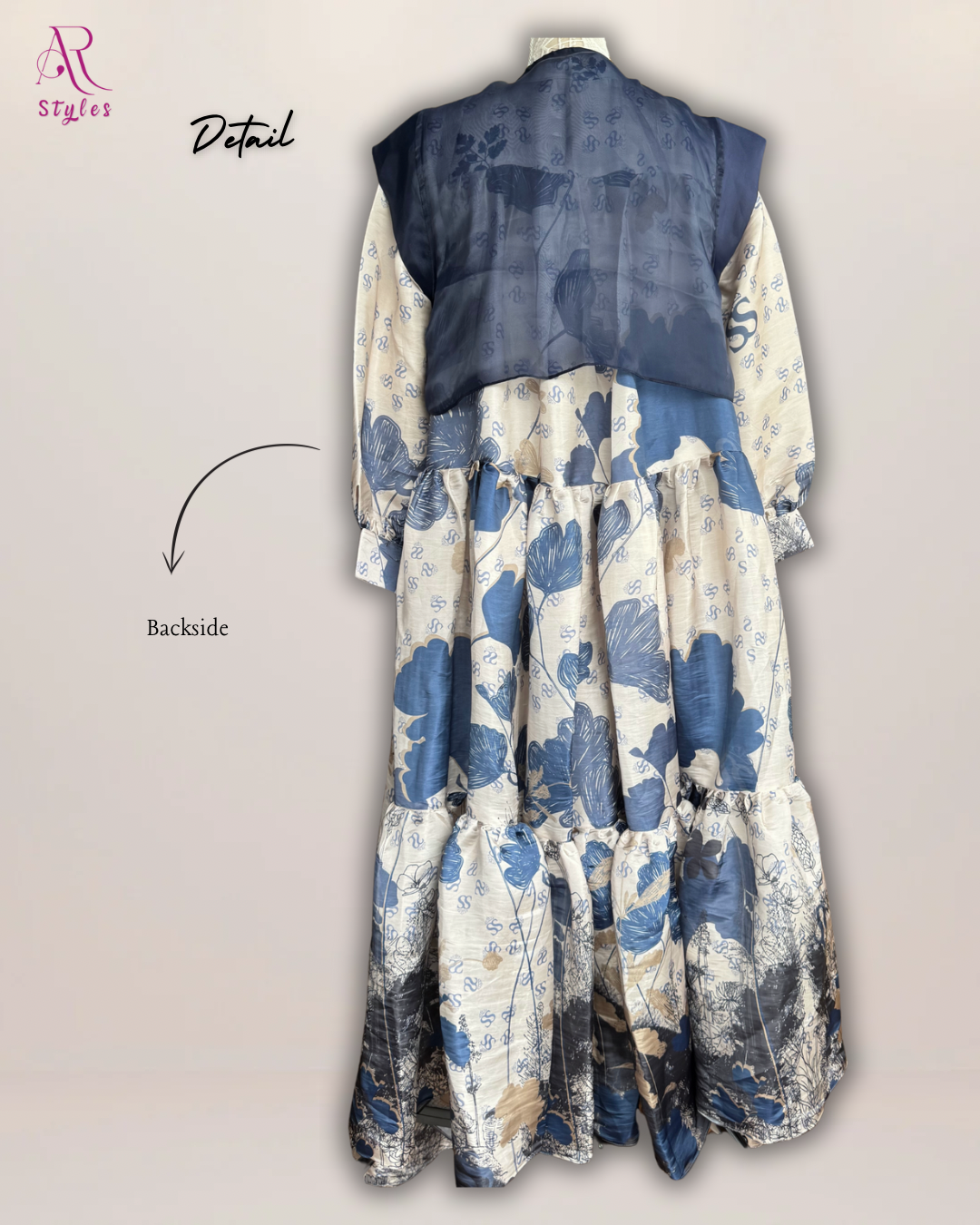Turkish Style Blue Floral Dress