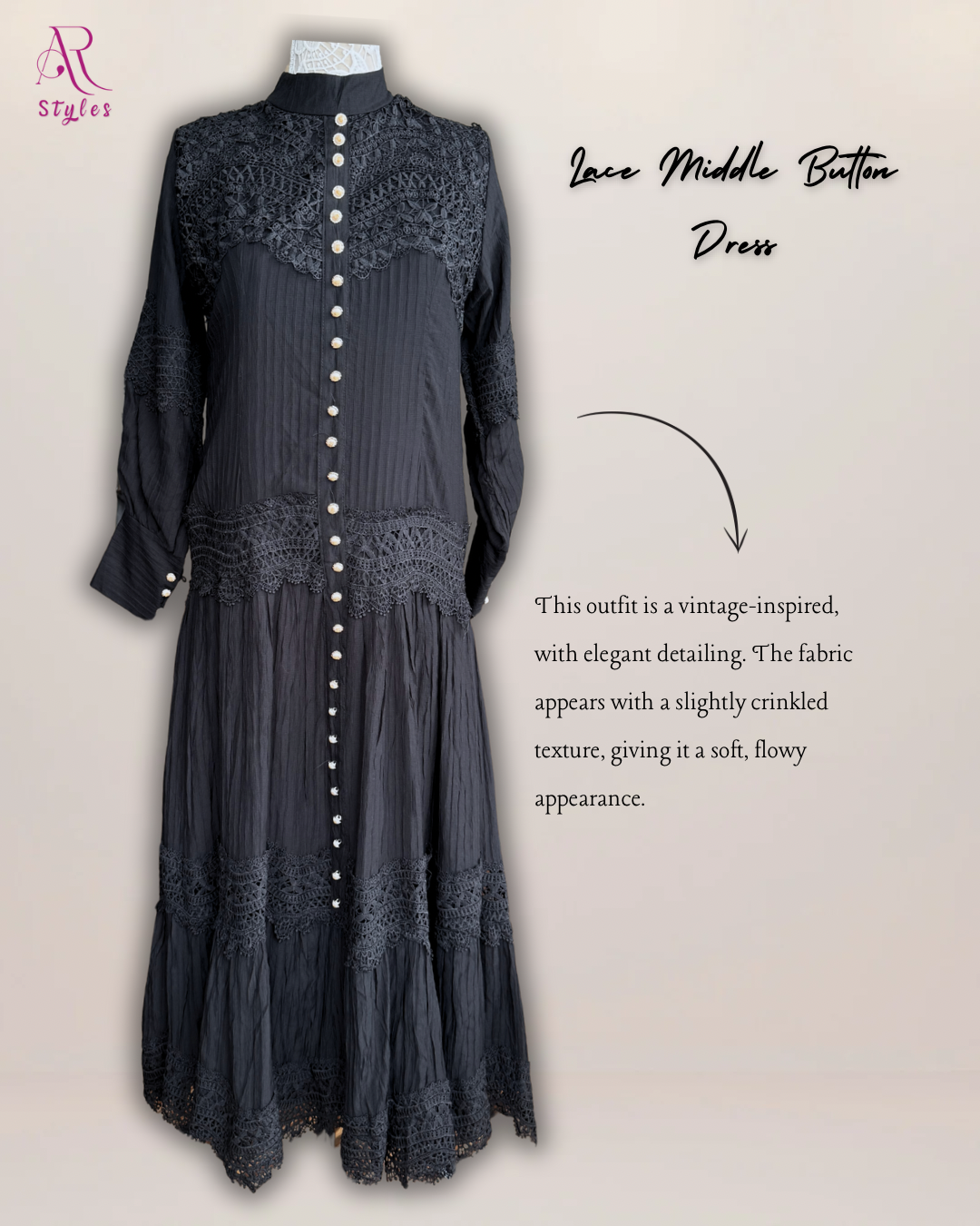Lace Middle Button Dress