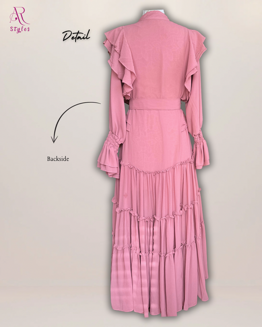 Ruffle Dusty Rose Belted Dress