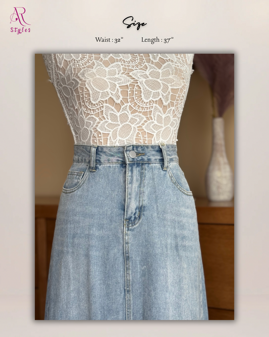 Light Wash Denim A-Line Skirt