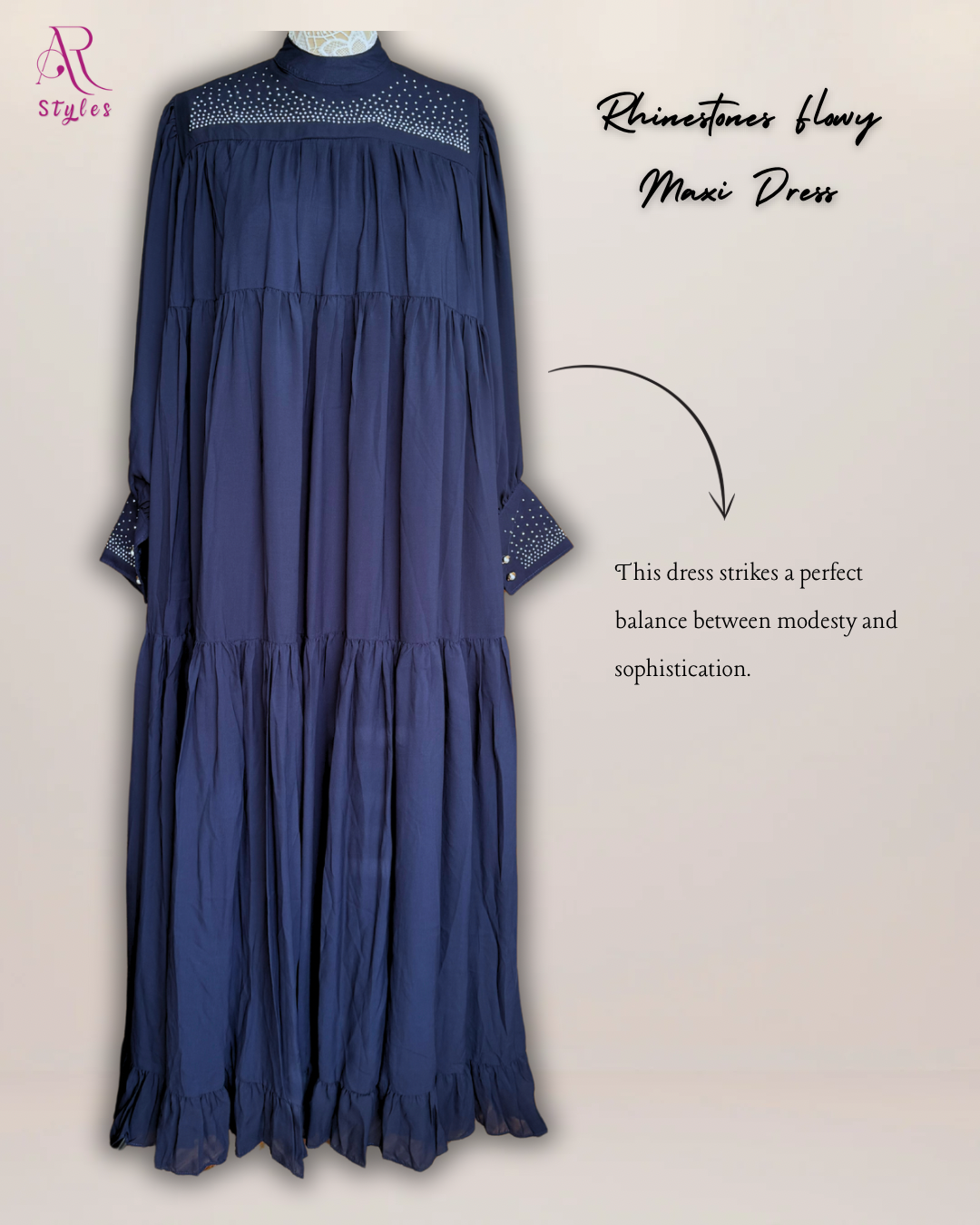 Rhinestones Flowy Maxi Dress