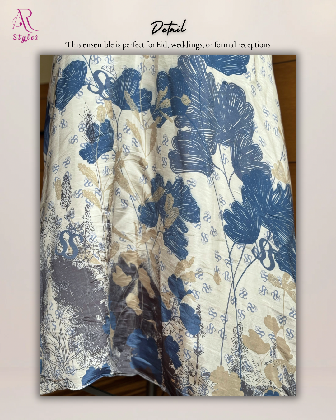 Turkish Style Blue Floral Dress