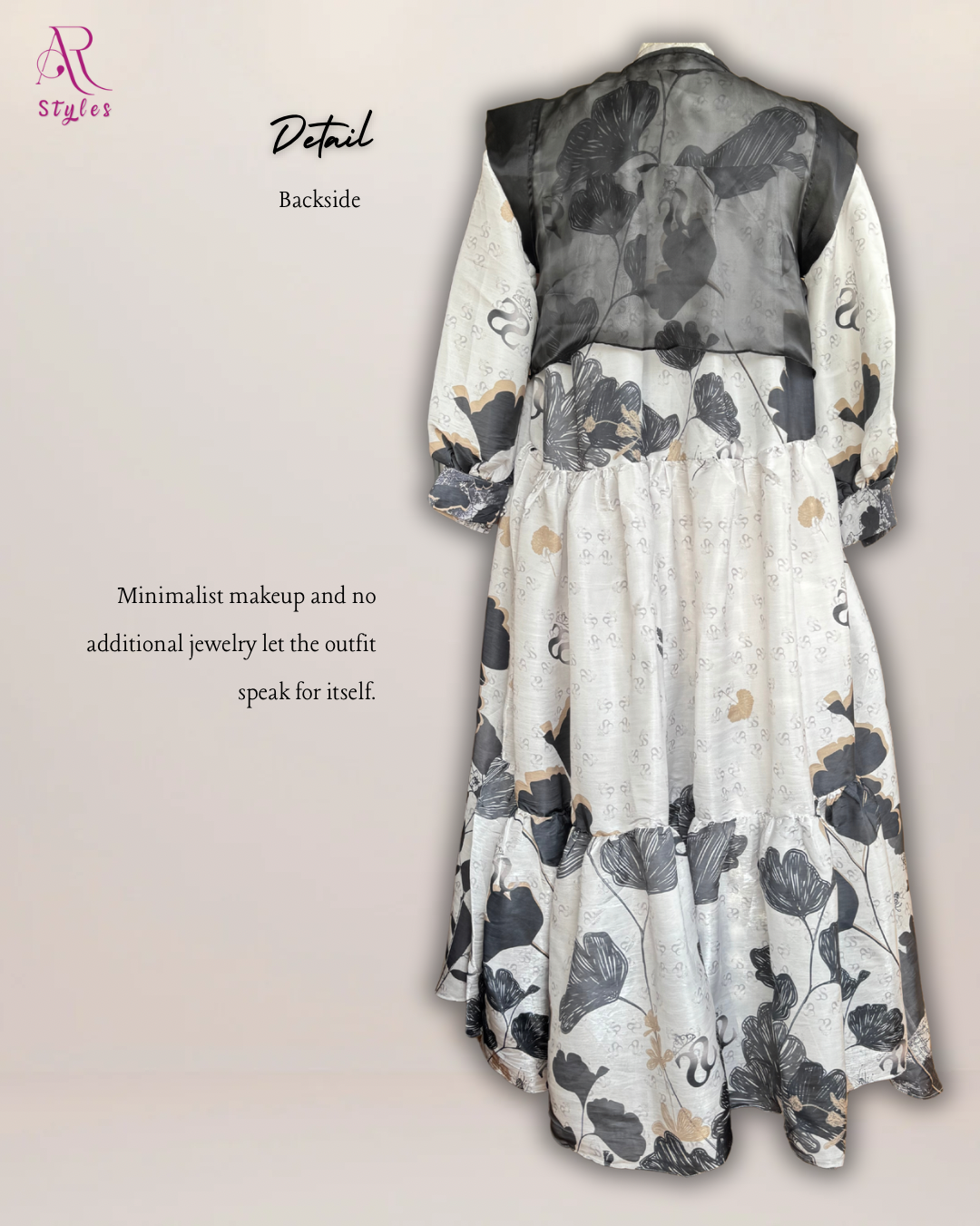 Turkish Style Black Floral Dress