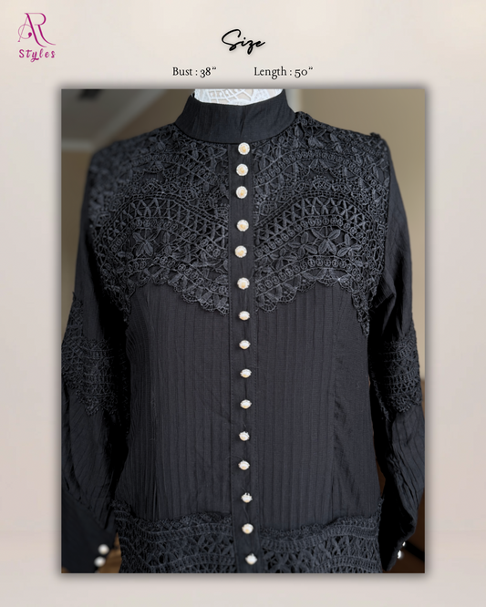 Lace Middle Button Dress