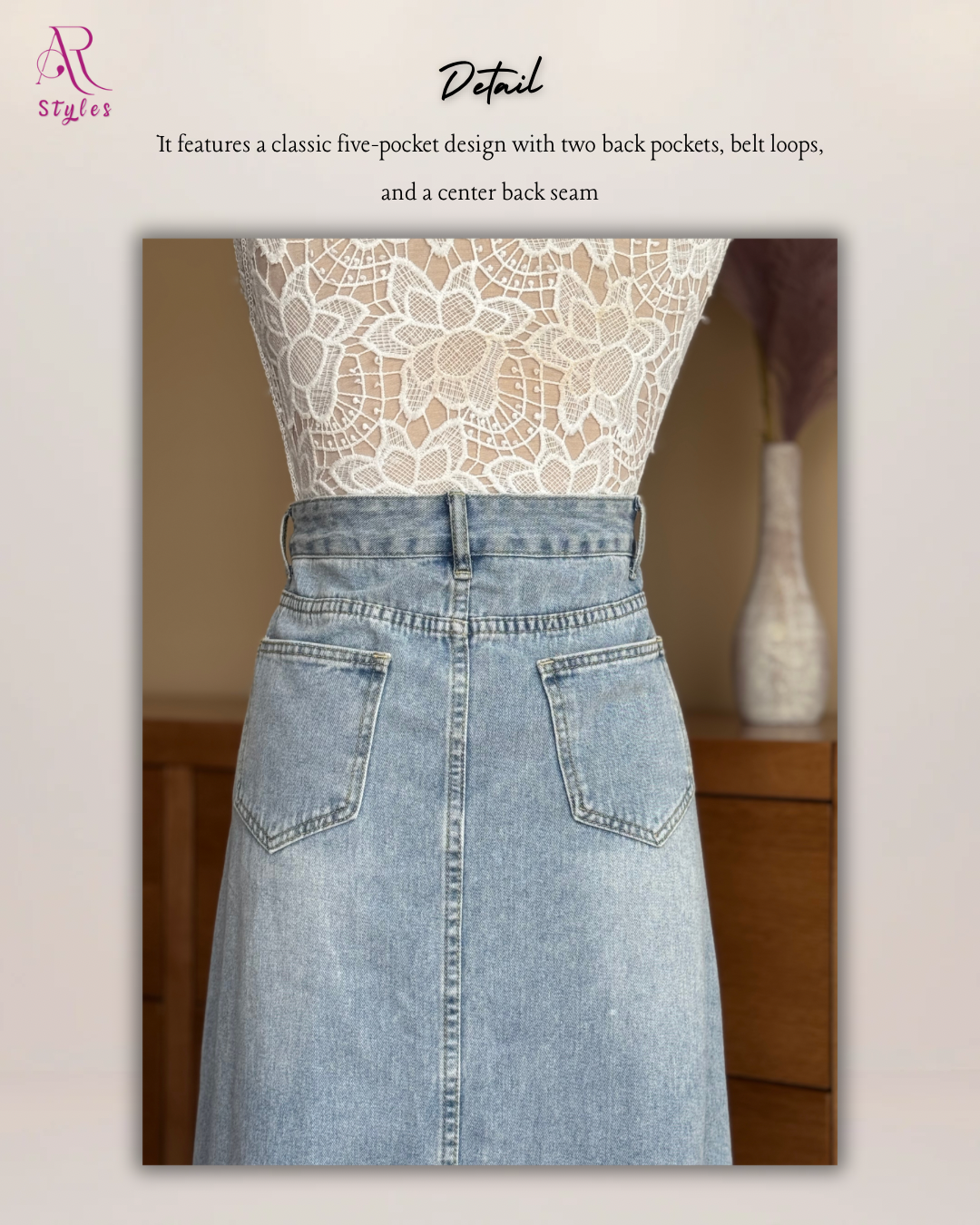 Light Wash Denim A-Line Skirt