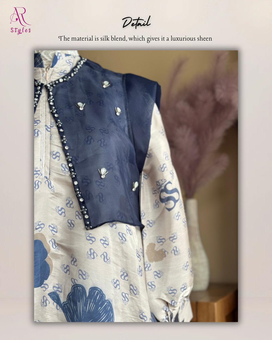 Turkish Style Blue Floral Dress
