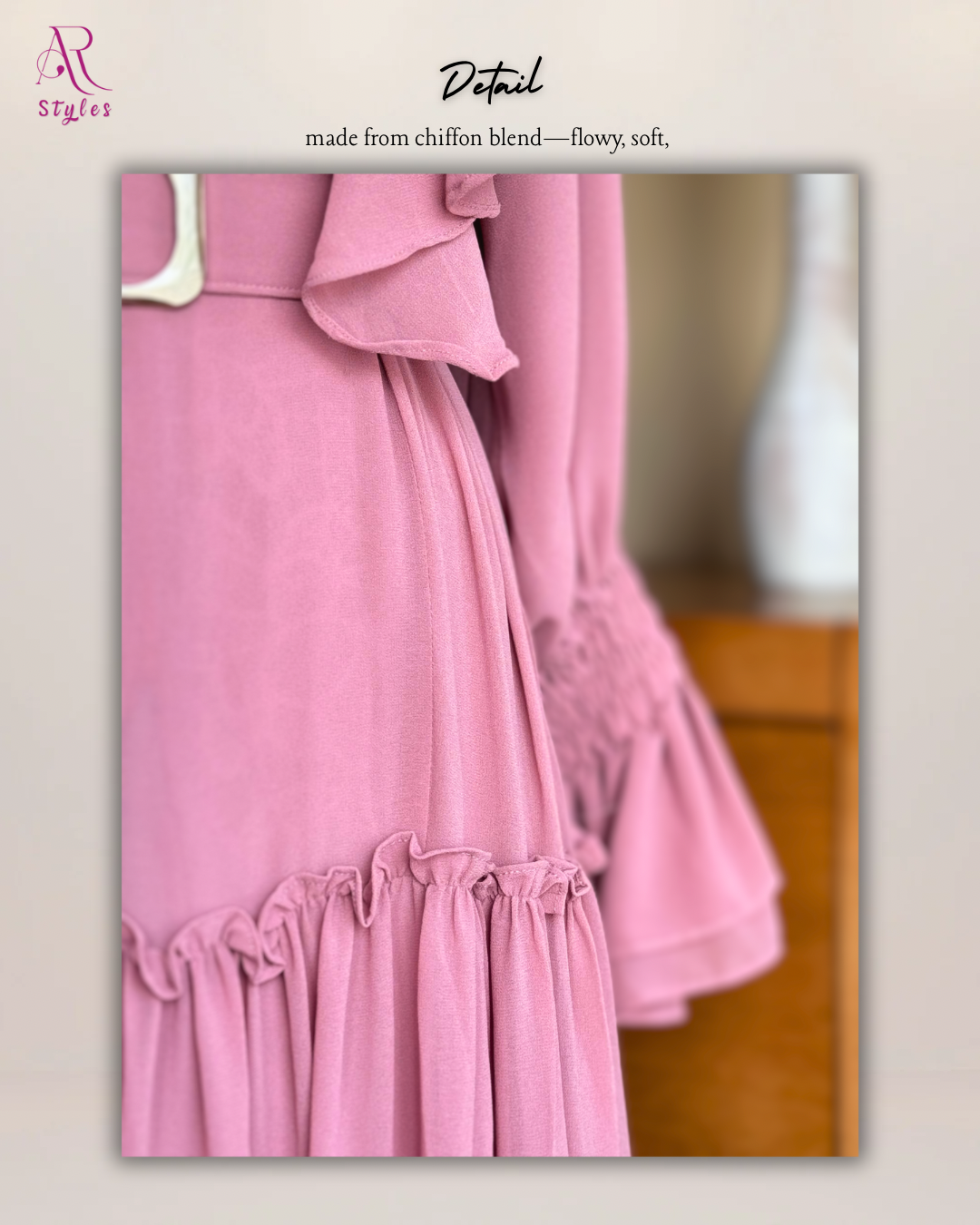 Ruffle Dusty Rose Belted Dress