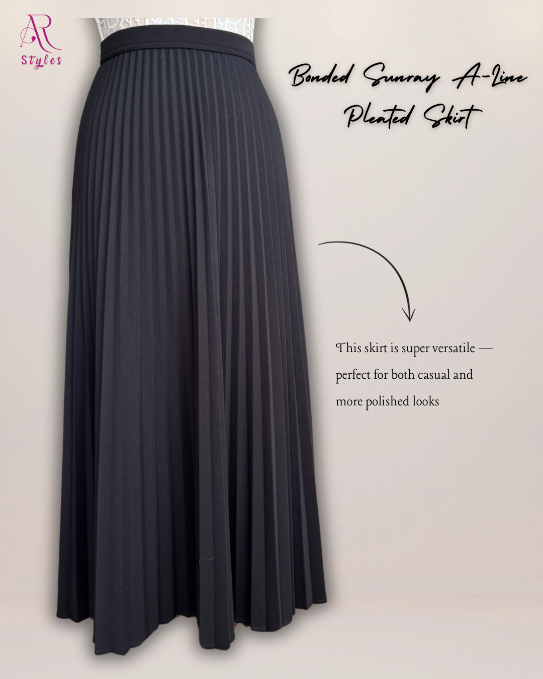 Bonded Sunray A-Line Pleated Skirt