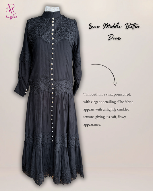 Lace Middle Button Dress