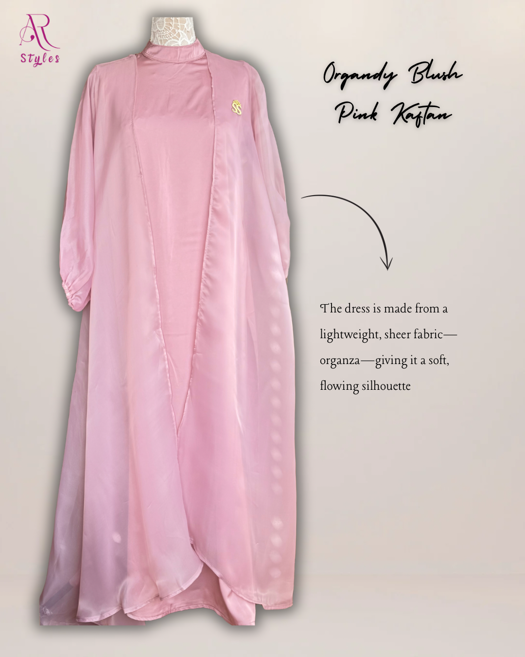 Organdy Blush Pink Kaftan