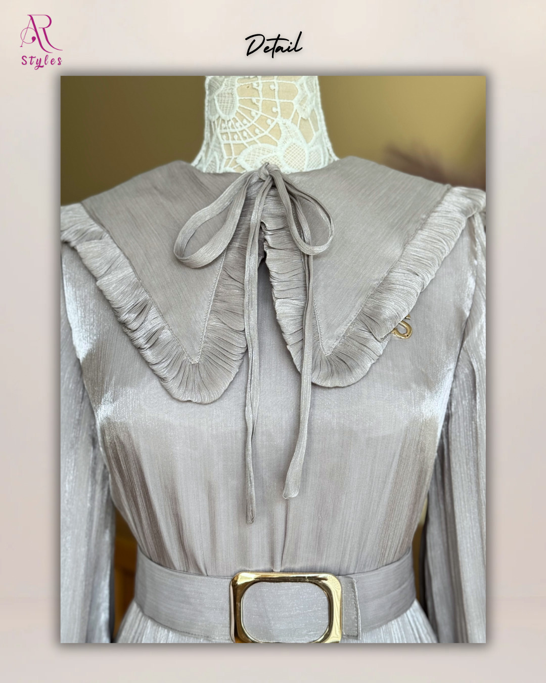 Shimmered Belted Ruffle Dress