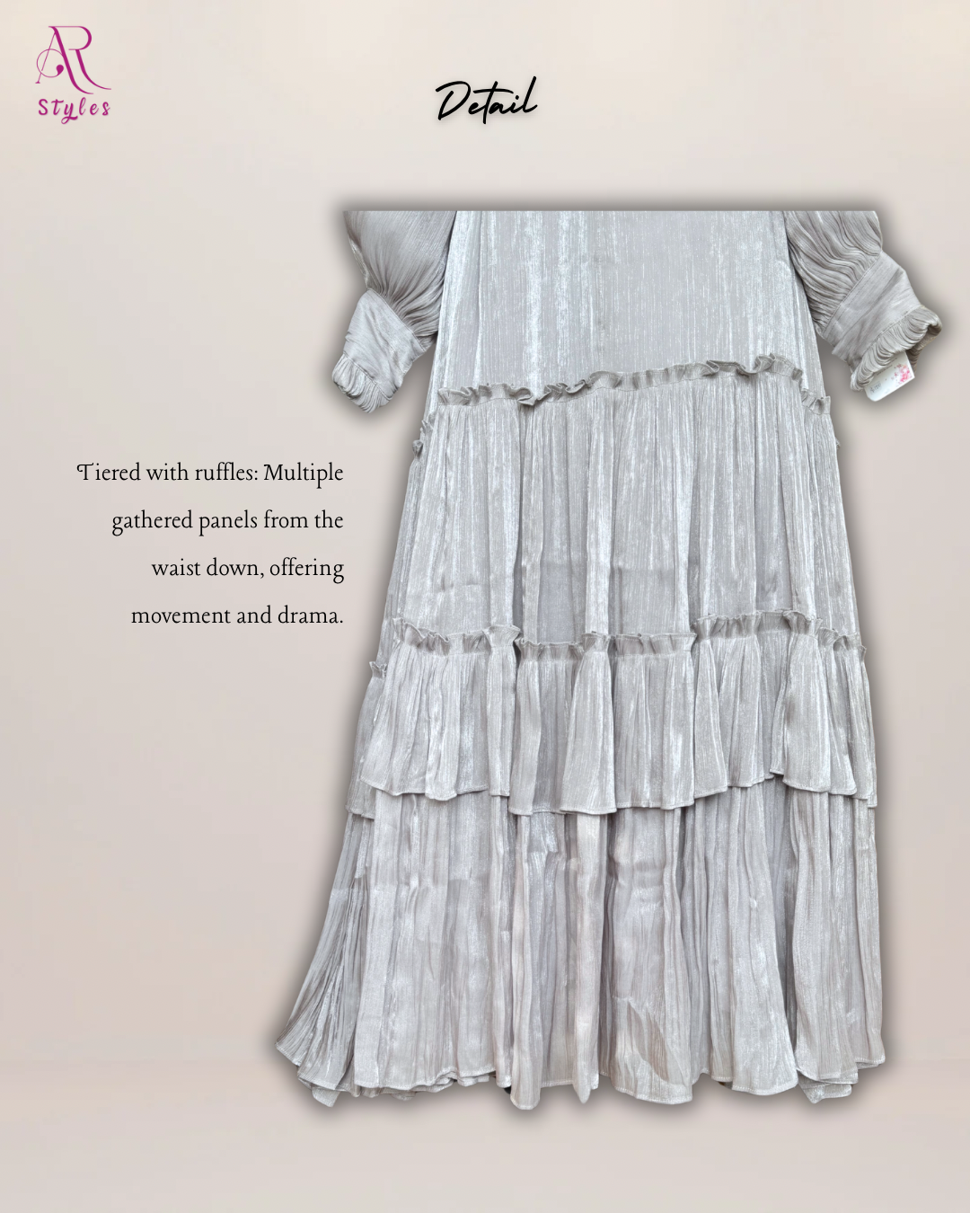 Shimmered Belted Ruffle Dress