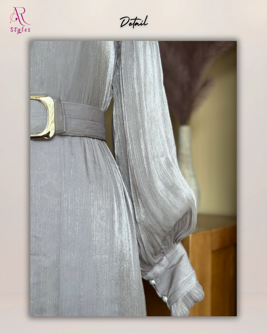 Shimmered Belted Ruffle Dress