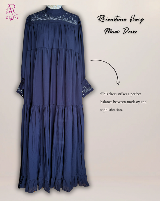 Rhinestones Flowy Maxi Dress