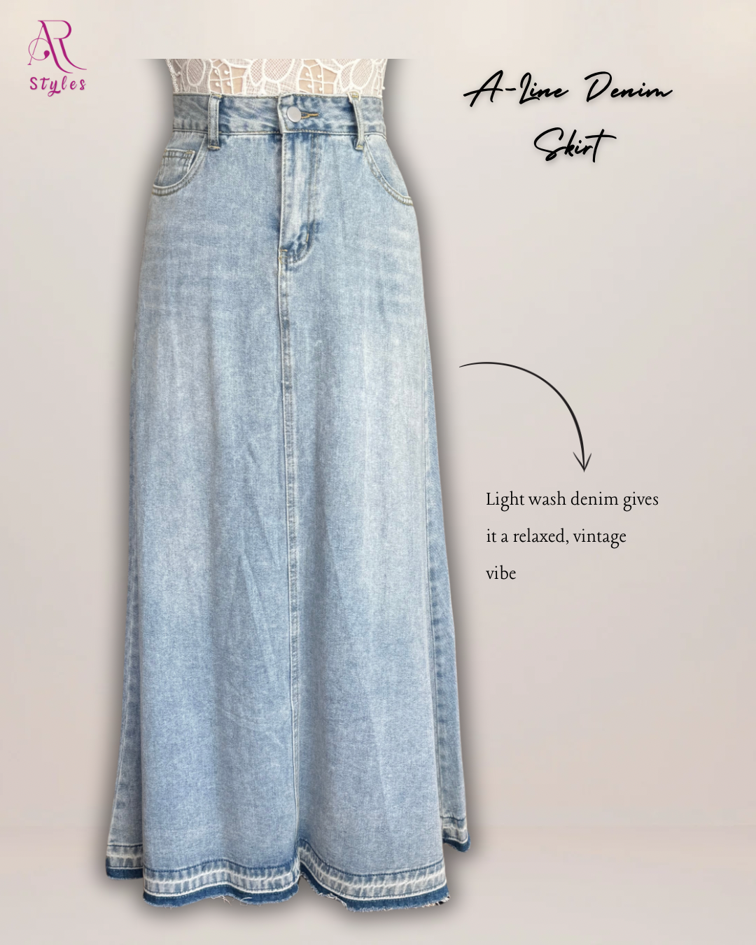 Light Wash Denim A-Line Skirt