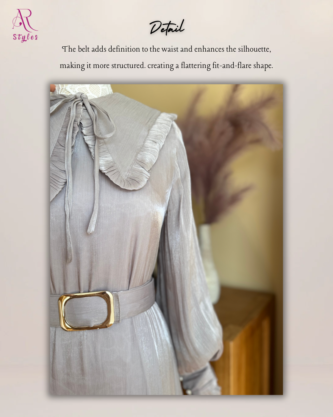 Shimmered Belted Ruffle Dress
