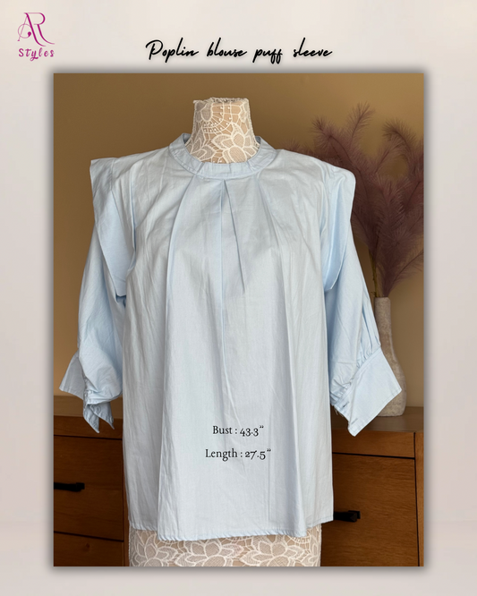 Poplin Blouse Puff Sleeve