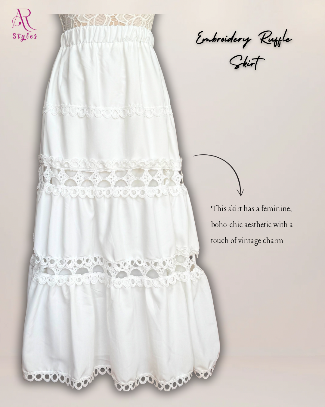 Embroidery Ruffle Skirt