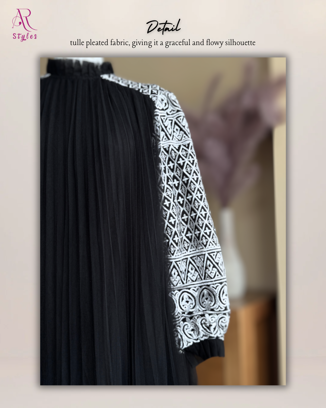 Embroidery Pleated Tulle Dress
