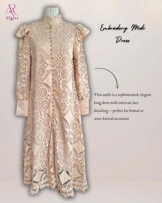 Embroidery Midi Dress