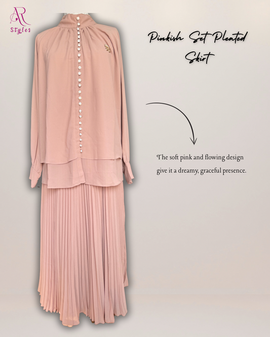 Pinkish Set Pleated Skirt
